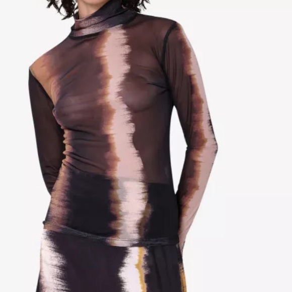 New Aligne Gamball Graphic print high neck mesh sheer top in ombré - Picture 6 of 7